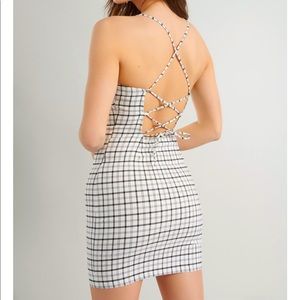 Coral Plaid Bodycon Dress